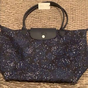 NWT Longchamp tote bag, navy floral print.
